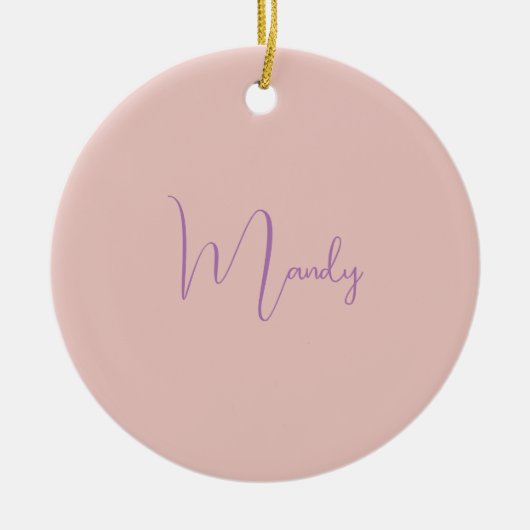 Kalligrafie Elegant Roos Goud Gewoon Eenvoudige Na Keramisch Ornament (Voorkant)