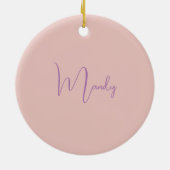 Kalligrafie Elegant Roos Goud Gewoon Eenvoudige Na Keramisch Ornament (Achterkant)