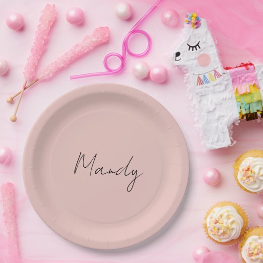 Kalligrafie Elegant Roos Goud Gewoon Eenvoudige Na Papieren Bordje (Feest)