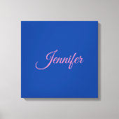Kalligrafie Elegant Roze Blauw Aangepaste Naam Canvas Afdruk (Voorkant)
