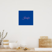 Kalligrafie Elegant Roze Blauw Aangepaste Naam Poster (Keuken)