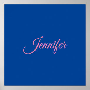 Kalligrafie Elegant Roze Blauw Aangepaste Naam Poster