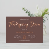 Kalligrafie Elegant Thanksgiving Diner Folie Uitnodiging (Staand Voorkant)