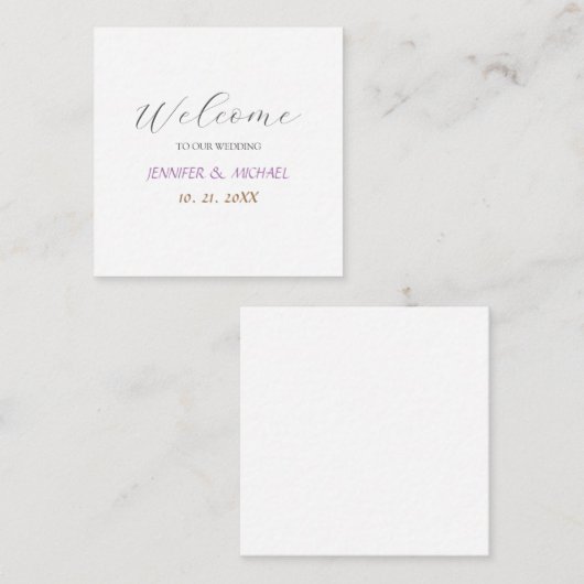 Kalligrafie Elegant Welkom Bruiloft Informatiekaartje (Voorkant / Achterkant)