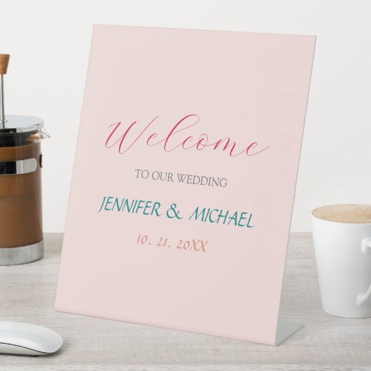 Kalligrafie Elegant Welkom Bruiloft Reclamebord Met Voetstuk (Insitu)
