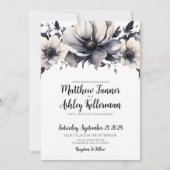 Kalligrafie Elegant Zwart Wit Bloemen Bruiloft Kaart (Voorkant)