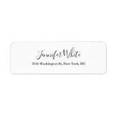 Kalligrafie Elegant Zwart & Wit Chic Plain Etiket (Voorkant)