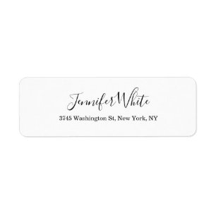 Kalligrafie Elegant Zwart & Wit Chic Plain Etiket