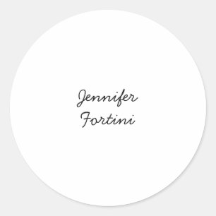 Kalligrafie Elegant Zwart & Wit Eenvoudig Ronde Sticker
