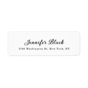 Kalligrafie Elegant Zwart & Wit Naam Adres Etiket
