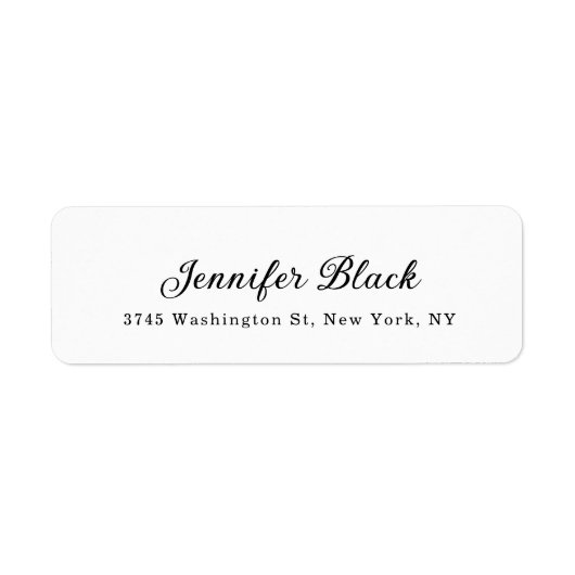 Kalligrafie Elegant Zwart & Wit Naam Adres Etiket (Voorkant)