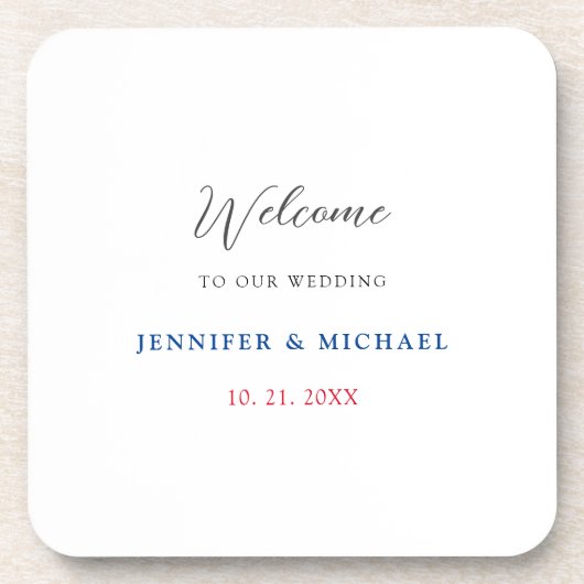 Kalligrafie Elegant Zwart & Wit Welkom Bruiloft Bier Onderzetter (Voorkant)