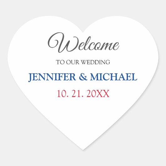 Kalligrafie Elegant Zwart & Wit Welkom Bruiloft Hart Sticker (Voorkant)