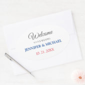 Kalligrafie Elegant Zwart & Wit Welkom Bruiloft Ovale Sticker (Envelop)