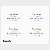 Kalligrafie Elegant Zwart & Wit Welkom Bruiloft Ovale Sticker (Vel)