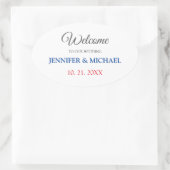 Kalligrafie Elegant Zwart & Wit Welkom Bruiloft Ovale Sticker (Tas)