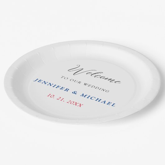 Kalligrafie Elegant Zwart & Wit Welkom Bruiloft Papieren Bordje (Gekanteld)