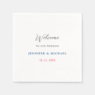 Kalligrafie Elegant Zwart & Wit Welkom Bruiloft Servet