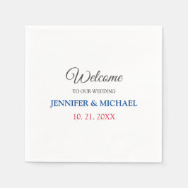 Kalligrafie Elegant Zwart & Wit Welkom Bruiloft Servet