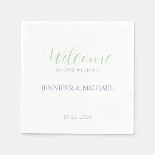 Kalligrafie Elegant Zwart & Wit Welkom Bruiloft Servet (Voorkant)