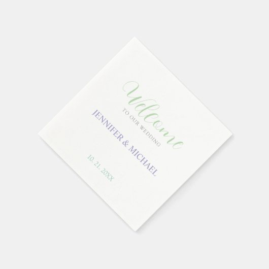 Kalligrafie Elegant Zwart & Wit Welkom Bruiloft Servet (Hoek)