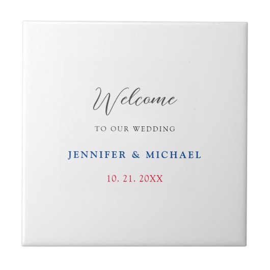 Kalligrafie Elegant Zwart & Wit Welkom Bruiloft Tegeltje (Voorkant)