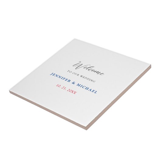 Kalligrafie Elegant Zwart & Wit Welkom Bruiloft Tegeltje (Zijkant)