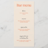 Kalligrafie Elegante Beige bruiloft | Drink Bar Menu (Voorkant)