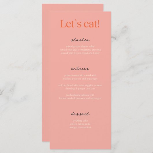 Kalligrafie Elegante Beige Bruiloft Menu Kaarten (Voorkant / Achterkant)