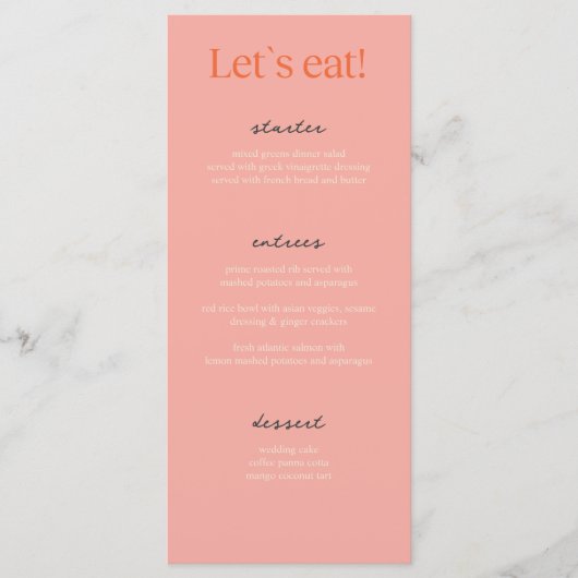 Kalligrafie Elegante Beige Bruiloft Menu Kaarten (Voorkant)