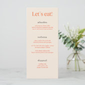 Kalligrafie Elegante Beige Bruiloft Menu Kaarten (Staand voorkant)
