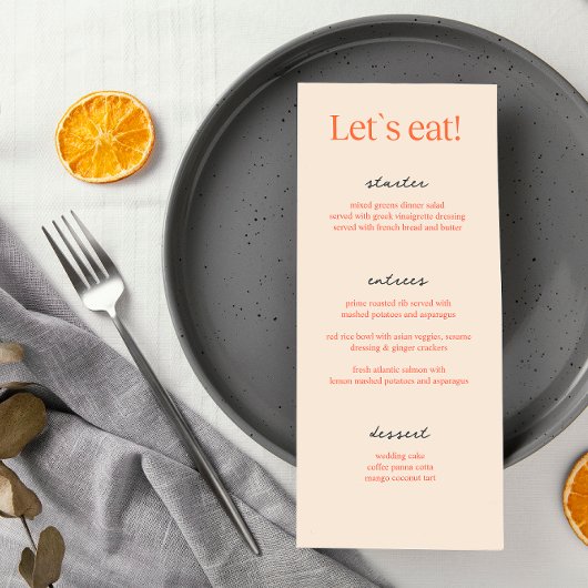 Kalligrafie Elegante Beige Bruiloft Menu Kaarten