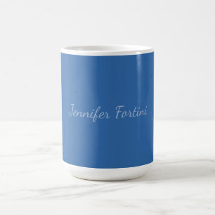Kalligrafie Elegante Blauwe & Witte Eenvoudige Sti Koffiemok