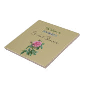 Kalligrafie Elegante Bloemige Welkom Bruidsdouche Tegeltje (Zijkant)