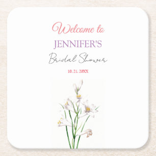 Kalligrafie Elegante Bloemrijke Bruiloftsshower Kartonnen Onderzetters