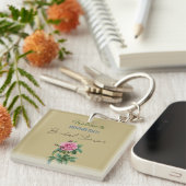 Kalligrafie Elegante Bloemrijke Bruiloftsshower Sleutelhanger (Voorkant Rechts)