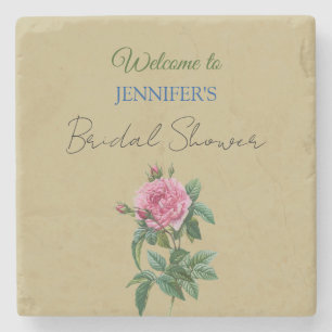 Kalligrafie Elegante Bloemrijke Bruiloftsshower Stenen Onderzetter