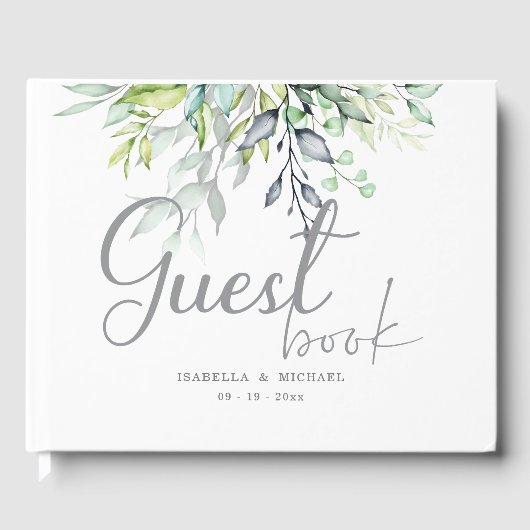 Kalligrafie Elegante Botanische Bruiloft Gastenboek (Voorkant)