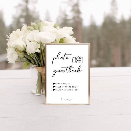 Kalligrafie Elegante bruiloft foto Gastenboek teke Poster