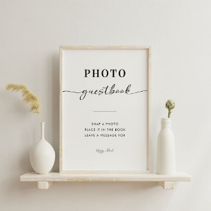 Kalligrafie Elegante bruiloft foto Gastenboek teke Reclamebord Met Voetstuk
