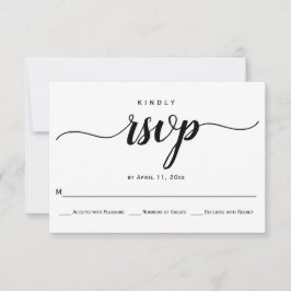 Kalligrafie elegante huwelijks-RSVP kaart in scrip