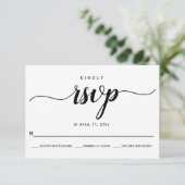 Kalligrafie elegante huwelijks-RSVP kaart in scrip (Staand voorkant)