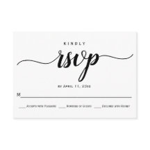 Kalligrafie elegante huwelijks-RSVP kaart in scrip