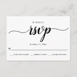 Kalligrafie elegante huwelijks-RSVP kaart in scrip