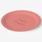 Kalligrafie Elegante koraal Roze Eenvoudige Naam Papieren Bordje (Gekanteld)