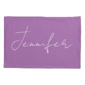 Kalligrafie Elegante Lavendel Eenvoudige Naam Kussensloop (Achterkant)