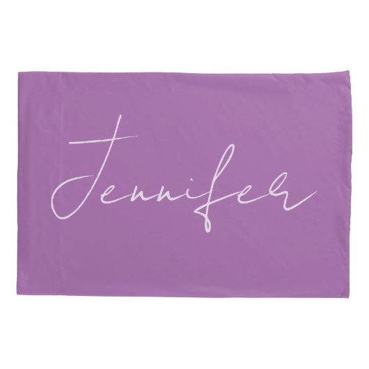 Kalligrafie Elegante Lavendel Eenvoudige Naam Kussensloop (Achterkant)