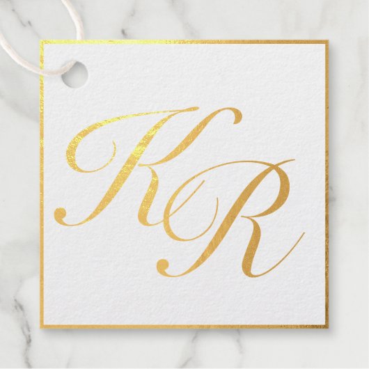 Kalligrafie Elegante Luxe Gouden Folie Bruiloft Bedankjes Labels (Voorkant)