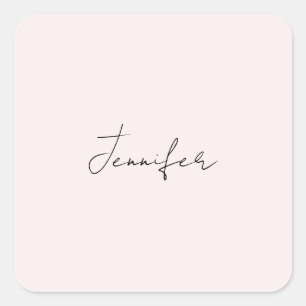 Kalligrafie Elegante Pastel Kleur Eenvoudig Simpel Vierkante Sticker