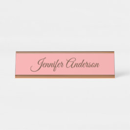 Kalligrafie Elegante Pastel Rood Gepersonaliseerde Bureau Naambordje